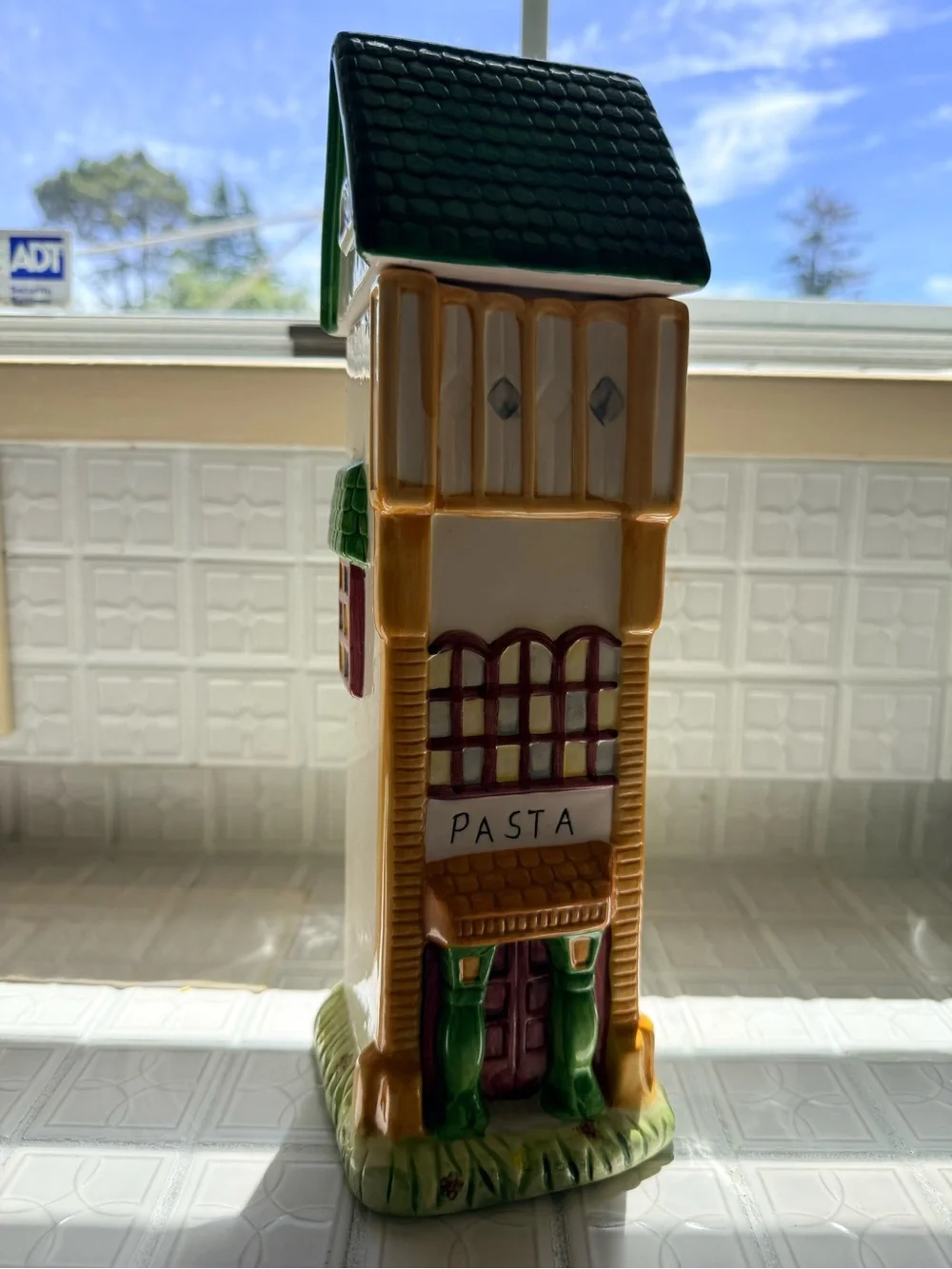 Ceramic Pasta House Storage Jar - Green Roof